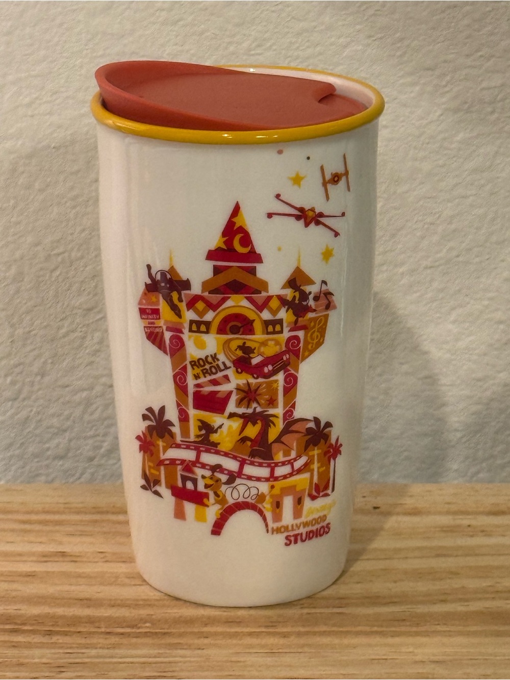 Disney Parks Starbucks Hollywood Studios Ceramic Tumbler 12 oz Swivel Lid